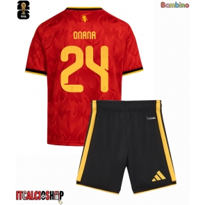 Belgio Amadou Onana #24 Prima Maglia Bambino Mondiali 2026 Manica Corta (+ Pantaloni corti)